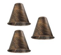 Vintage Retro Ceiling Light Shade Long Cone Shaped 18cm Diameter 17cm Height Metal Lampshade Mid Century Look Bulb Guard Easy Fit Light Shade for Kitchen Living Room (Brushed Copper - 3 Pack)