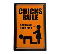 Vintage Retro Chicks Rule Metal Tin Sign/Plaque for Kitchen Lounge Garden Garage Pub Wall/Door (30 x 20 cm) 041 - UK Company
