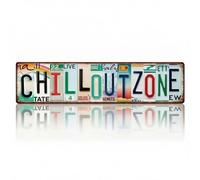Vintage Retro Chill Out Zone Metal Tin Sign 16 x 4 Inches, Rustic Industrial Wall Decor Street Signs