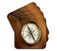 Vintage Retro Compass Set Of 4 Premium Wooden Coasters