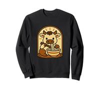 Vintage Retro Cow Eating Japanese Ramen Noodles Graphic Sweatshirt
