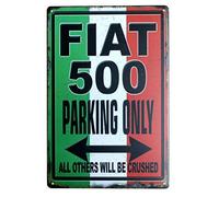 Vintage Retro Decoration Metal Signs Fiat 500 Parking Only TIN SIGN 7.8X11.8 INCH