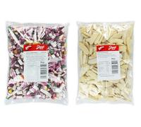 Vintage Retro Dual Pack: Bulk Bags of Classic Nostalgic Treats - Dolly Mixtures 3kg and Bumper Candy Bananas 2kg - 2,4