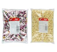 Vintage Retro Dual Pack: Bulk Bags of Classic Nostalgic Treats - Dolly Mixtures 3kg and Mini Foam Bananas 2kg - 4,15