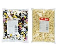 Vintage Retro Dual Pack: Bulk Bags of Classic Nostalgic Treats - Liquorice Allsorts 3kg and Mini Foam Bananas 2kg - 11,15
