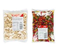 Vintage Retro Dual Pack: Bulk Bags of Classic Nostalgic Treats - Milk Bottles 2kg and Jelly Beans 3kg - 9,14