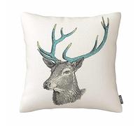 Vintage Retro Elk Green Antlers Cotton Linen Throw Pillow Case Decorative Cushion Cover Pillowcase 18" X 18" Inches