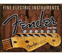 Vintage Retro Fender Guitars Head 1946 Music Metal Tin Sign 12"x8"