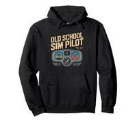 Vintage Retro Flight Sim Old School Simulator Pilot Badge Pullover Hoodie