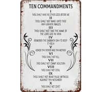 Vintage Retro Funny Tin Sign Vintage Ten Commandments Wall Decor for Garden Wall Home Farm Yard Front Door Indoor Outdoor Street Sign 8x12 Inches