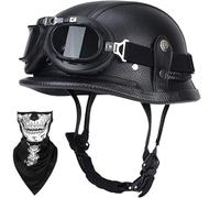Vintage Retro German Style Motor Helmet DOT/ECE Approved Half Shell Open Face Helmet With Classic Goggles System Universal Fit For Adult Riders On All Two Wheelers(B,L=(59~60cm))
