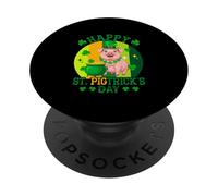 Vintage Retro Happy St. Patrick's Day Pig Farmer Shamrocks PopSockets Adhesive PopGrip