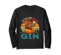 Vintage Retro Here for Gin Thanksgiving Turkey Drinker Long Sleeve T-Shirt