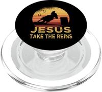 Vintage Retro Horse Barrel Racing Jesus take the reins Rodeo PopSockets PopGrip for MagSafe