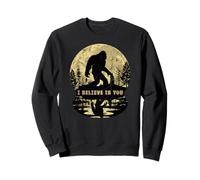 Vintage Retro "I Believe In You" Moonlight Bigfoot Strolling Sweatshirt