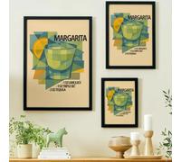 Vintage Retro Italian Cocktail Recipe Wall Art | Negroni, Martini, Spritz, Bellini, Margarita Prints | Classic Cocktails Posters for cocktail bar, man cave, kitchen | Sizes A4, A5 (Margarita, A5)