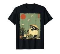 Vintage Retro Japanese Raccoon Ramen Alien Funny Racoon T-Shirt