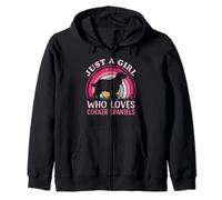 Vintage Retro Just A Girl Who Loves Cocker Spaniels Zip Hoodie