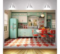 Vintage Retro Kitchen 1950s Nostalgic Style Diner Classic Restaurant 50s Party Decoration Photography Background