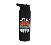 Vintage Retro Let's Get Poppin' Camping RV Pop Up Camper Stainless Steel Insulated Water Bottle