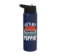 Vintage Retro Let's Get Poppin' Camping RV Pop Up Camper Stainless Steel Insulated Water Bottle