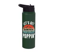Vintage Retro Let's Get Poppin' Camping RV Pop Up Camper Stainless Steel Insulated Water Bottle