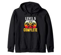 Vintage Retro Level 5 Complete Funny 5th Wedding Anniversary Zip Hoodie