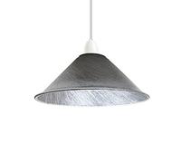 Vintage Retro Light Shade, Metal Cone Lampshade, Easy Fit Industrial 22cm Lamp Shade, 4cm E27 Pendant Hole for Kitchen, Living Room, Hallway (Brushed Silver)