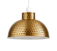 Vintage Retro Light Shade, Metal Cone Lampshade, Easy Fit Industrial 22cm Lamp Shade, 4cm E27 Pendant Hole for Kitchen, Living Room, Bar, Hallway (Yellow Brass K)