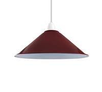 Vintage Retro Light Shade, Metal Cone Lampshade, Easy Fit Industrial 22cm Lamp Shade, 4cm E27 Pendant Hole for Kitchen, Living Room, Hallway (Burgundy)