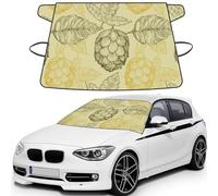 Vintage Retro Line Beer Hop Cone Leaves, Car Windshield Cover, Protective Windscreen Cover - Snow Ice Sun UV Dust Water Resistant - Fit for Most Cars