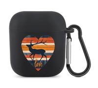 Vintage Retro Love Antelope Bluetooth Headset Cover Earbuds Case TPU Headphone Protective Compatible with Airpods 1/2 Black-Color