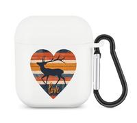 Vintage Retro Love Antelope Bluetooth Headset Cover Earbuds Case TPU Headphone Protective Compatible with Airpods 1/2 White-Color