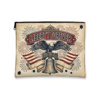 Vintage Retro Makeup Bag, Eagle Freedom Forever Cosmetic Travel Pouch for Women, Portable Canvas Zipper Organizer, Independence Day Toiletry Bag 7x9 Inch