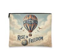 Vintage Retro Makeup Bag, Hot Air Air-Float Balls Rise in Freedom Cosmetic Pouch for Travel, Portable Canvas Zipper Organizer for Adventures, blue, 7x9 Inch, Freedom