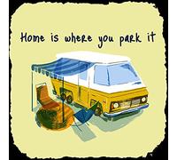 Vintage Retro Man Cave Bar Pub Shed Office Kitchen Novelty Gift Aluminium Metal Tin Wall Décor Large 20cm x 20cm Sign - Home is Where You Park It Caravan Motorhome Holiday Quote