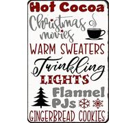 Vintage Retro Metal Sign Hot Cocoa Christmas Movies Gingerbread Cookies Poster Home Wall Decoration Bar Pub Bathroom Toilet Wall Decor Vintage Plaque Tin Sign 12x16inch