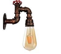 Vintage Retro Mid Century Look Industrial Steampunk Water Pipe Wall Mount Metal Wall Light Rustic Style for Home Décor Pub Bedroom Kitchen (Rustic Red - Valve Style)