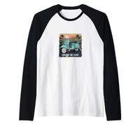 Vintage Retro Moped Italian Scooter Open Road Coast Touring Raglan Baseball Tee