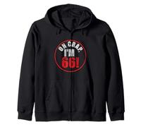 Vintage Retro Oh Crap, I'm 66! Funny Humor Birthday Zip Hoodie