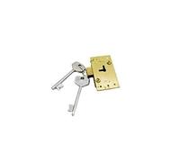 Vintage Retro Old Style Brass Wardrobe Lock -Cupboard Drawer Cabinet Door Catch (55mm 3 Lever Lock + Key)