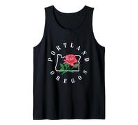 Vintage Retro Oregon Map with A Rose Portland Rose City Tank Top