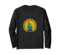 Vintage Retro Peacock Design Beautiful Colorful Bird Art Long Sleeve T-Shirt