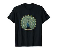 Vintage Retro Peacock Design Beautiful Colorful Bird Art T-Shirt