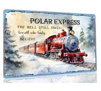 Vintage Retro Polar Express Train Metal Tin Sign, 8x12 inch, Perfect For Home, Farmhouse, Cafe, Bar, Christmas Decor