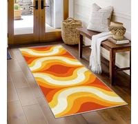Vintage Retro Rug Runners for Hallways Non Slip Washable, 70s 80s Abstract Trend Fashion Runner Rug for Hall Kitchen Bedroom Rubber Backed, Back Door Mats Indoor 80x150 cm
