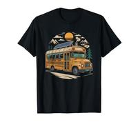 Vintage Retro Skoolie Life Converted School Bus Pride Badge T-Shirt
