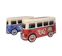 Vintage Retro Style Bus Shaped Tin with Shortbread Biscuits Baked in Scotland 320g (Blue and Red Bus Tins) (One Size, Red + Blue Tin (Both))