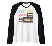 Vintage Retro Style Diskette Video Cassette I'm This Old Raglan Baseball Tee