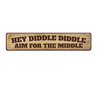 Vintage Retro Style French Poster Hey Diddle Diddle Aim for the Middle Retro Metal Tin Sign Vintage Sign for Home Coffee Wall Decor 4x16 Inch